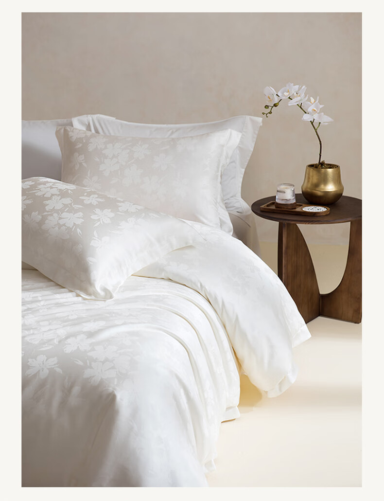 MIDO HOUSE Mingdu 100% Cotton Bedding Set, Four Pieces, Pure Cotton Sateen, Luxurious High-End Feel, Class A Fitted Sheet, Duvet Cover, 220x240cm, Fangfei 5