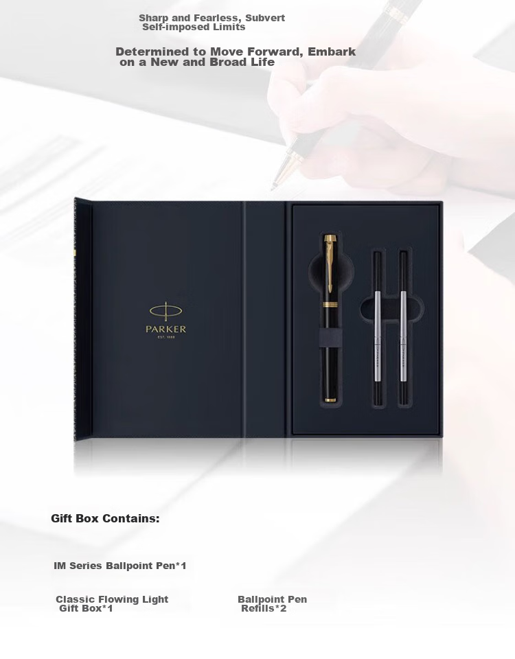 Parker Signature Pen, Stylish Business Office Gift, High-Quality IM Pure Black Liya Gold Clip Ballpoint Pen + Flowing Light Gift Box, National Day Gift for Men And Women, Baotiao Discount 10