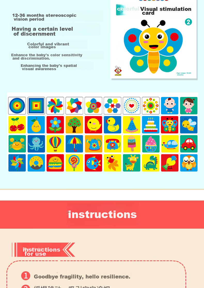 Mimeng Black And White Card for Infants 0-3 Months, Newborn Visual Stimulation Cards, Complete Set of Colorful Cards, Toys for Newborns, Gift 18