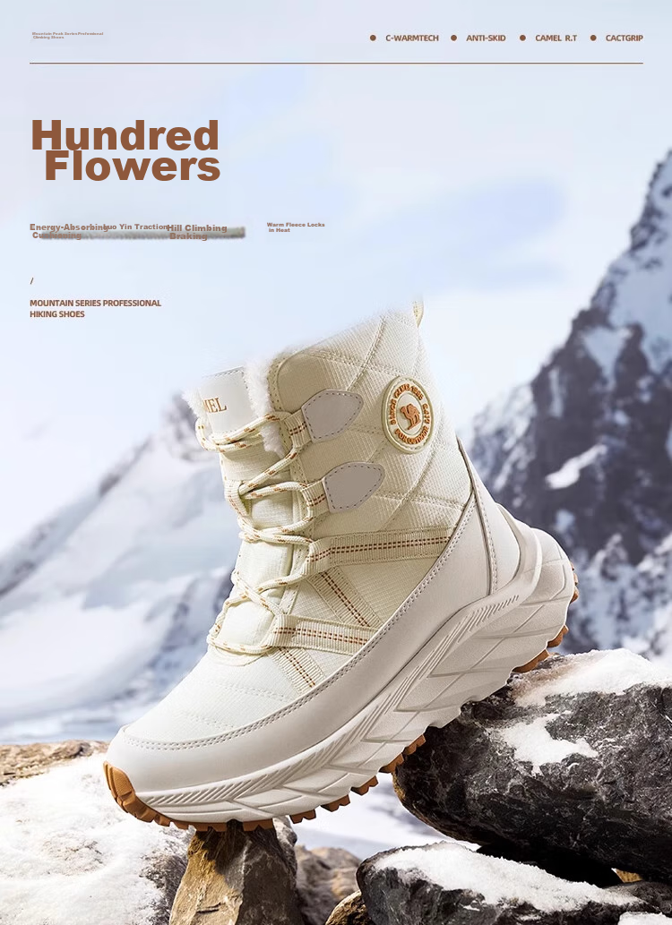 CAMEL Winter Outdoor Snow Boots for Men And Women, Thick-Soled High-Top Hiking Boots with Insulation And Warm Fleece Lining 1