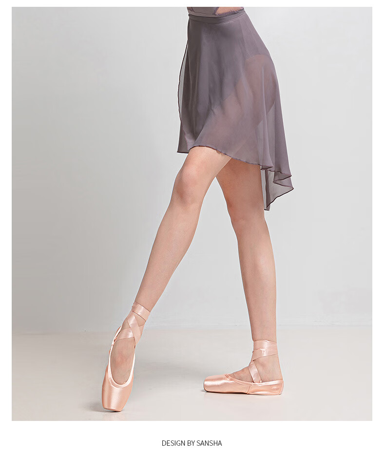 Sansha Dance Chiffon Skirt Ballet Short Practice Skirt One-Piece Tie-Up Irregular Chiffon Skirt White 11