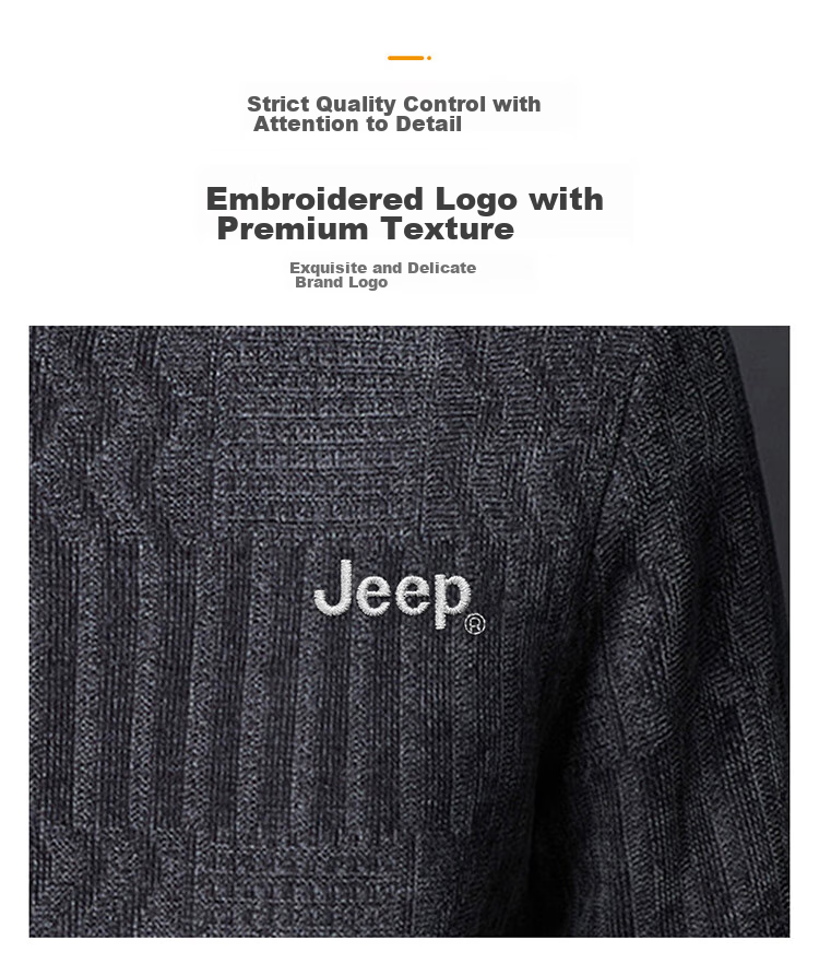 JEEP Men's Sweater, Autumn And Winter Fleece-Lined Thick Warm Knit Pullover, Round Neck Menswear, Black Fleece-Lined, 4XL 10