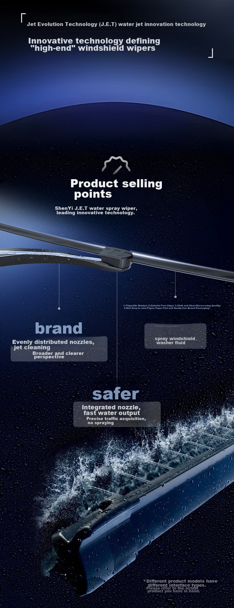 Bosch Shenyi Original Imported Windshield Wiper Blades Compatible with (2017+ Volvo XC60, with Water Spray Nozzle, Non-Heating 2