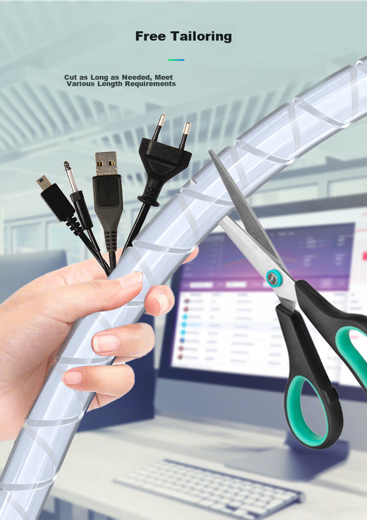 HAILE Cable Management Tube, 12 Meters Long, 8mm Diameter, Wire Organizer, Cable Wrap, Wire Protector for Computers And Cars, Power Cord Organizer, White, RX-8 9