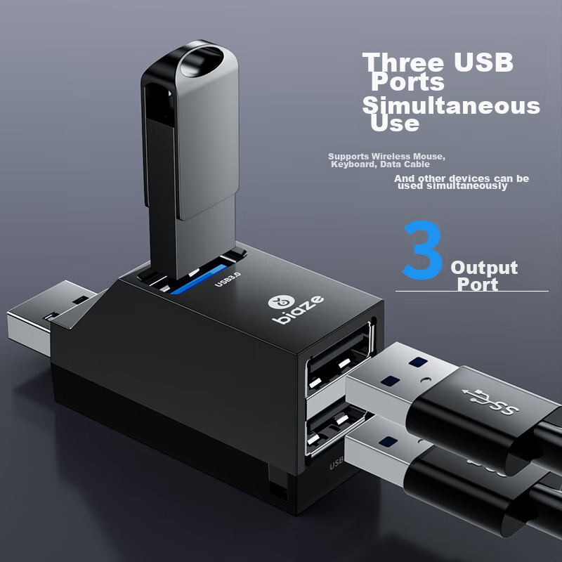 BIAZE USB 3.0 концентратор, многопортовый концентратор, кабель-удлинитель данных USB три в одном для ноутбука, адаптер расширения, расширитель внешнего диска