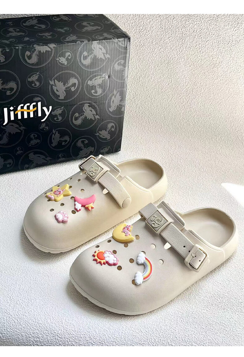 Jifffly Breathable Versatile Perforated Shoes for Men, Casual Non-Slip Sandals for Couples, White, Size 39-40 11