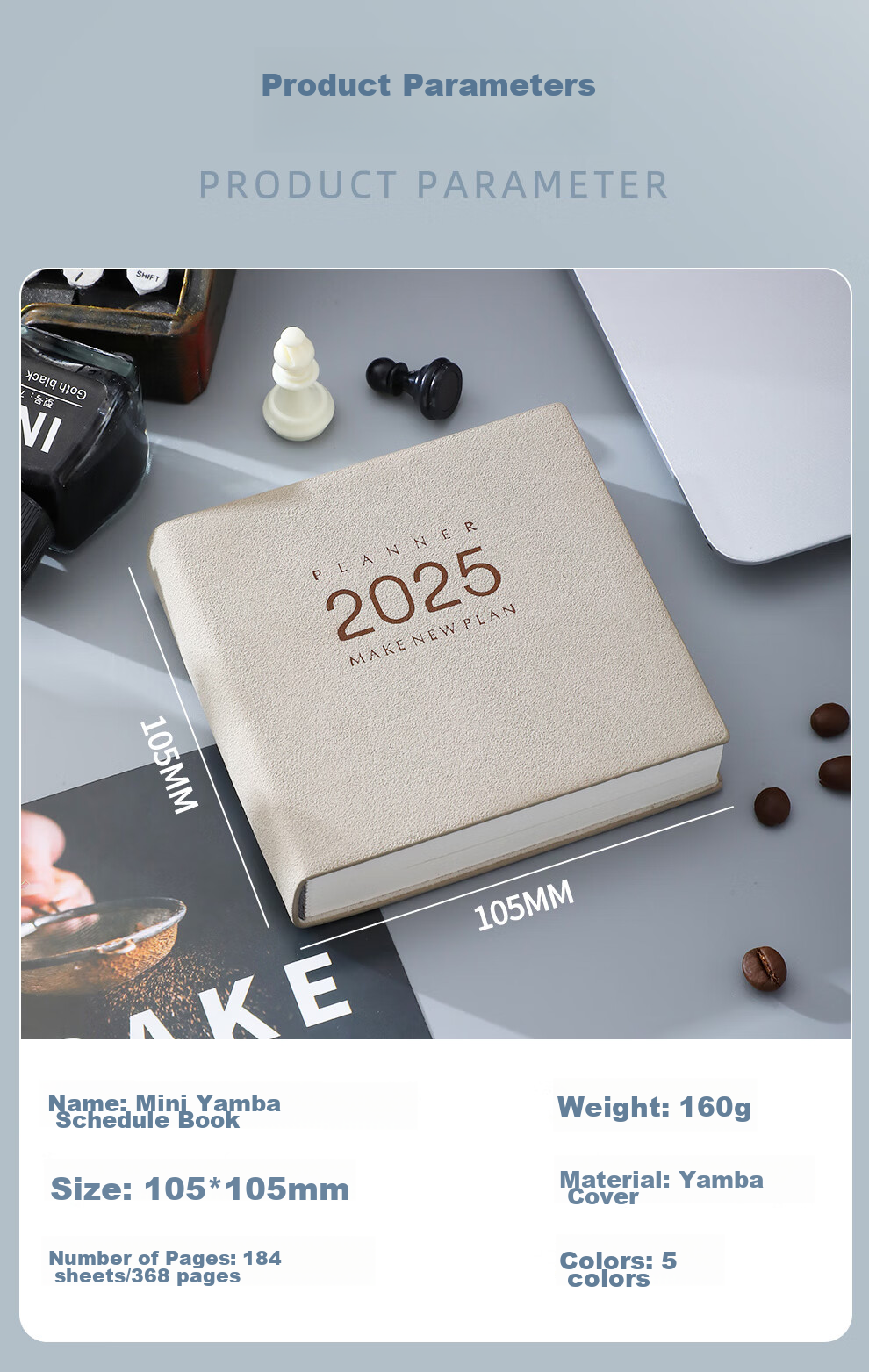 Longe 2026 Square Daily Planner, Leather Cover Efficiency Handbook, Small Portable Calendar Notebook, Study Planner, Time Management Organizer, Customizable 8