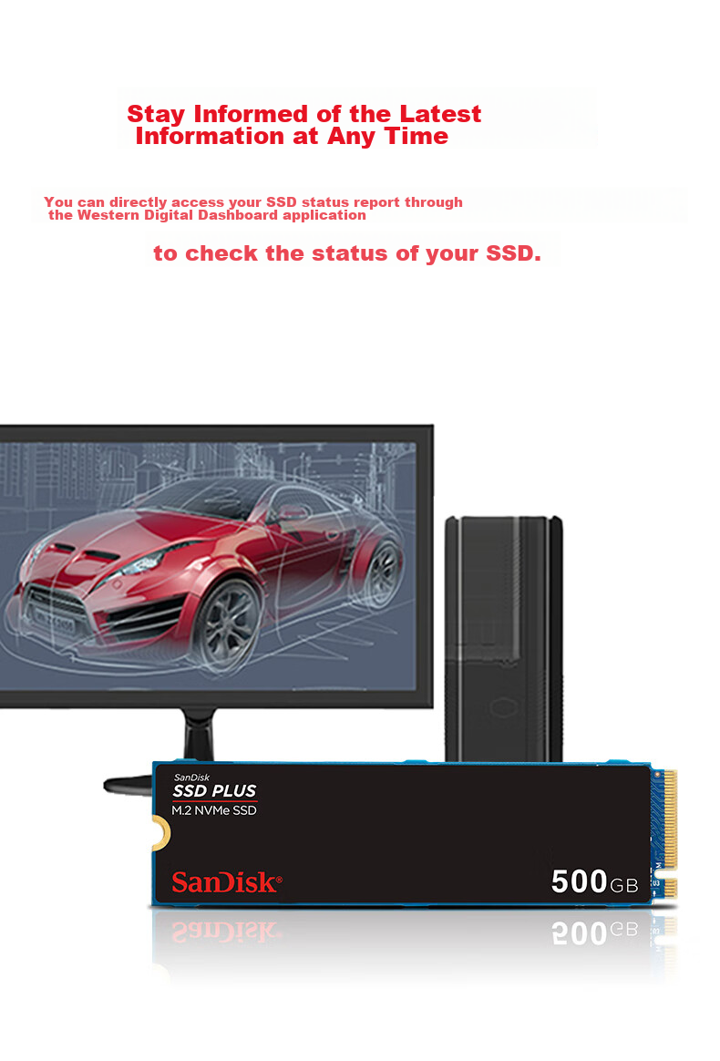 Sandisk 500GB SSD, 2400MB/s Read Speed, PLUS Enhanced Performance Version, M.2 Interface, TLC High-Speed NVMe Protocol, PCIe 3.0, Laptop Expansion, 2280 5