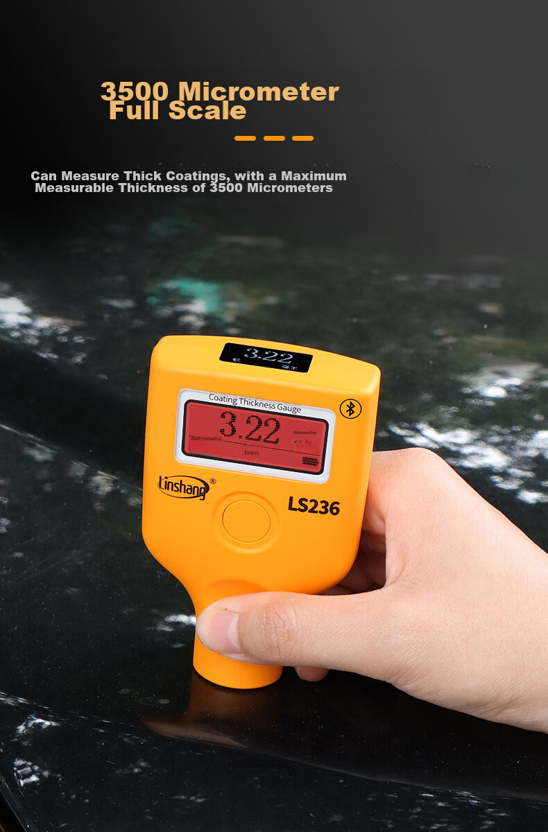 Linshang Bluetooth Rechargeable Paint Film Meter LS237, Used Car Iron Powder Putty Paint Surface Detector, Coating Thickness Gauge 15