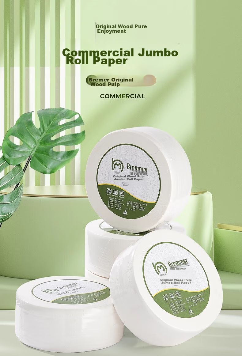BREMMER Core Roll Toilet Paper, 4-Ply, 600g*12 Rolls, Thick Large Roll, for Hotels, Bathrooms, Home Use, Commercial Grade, Whole Box 1