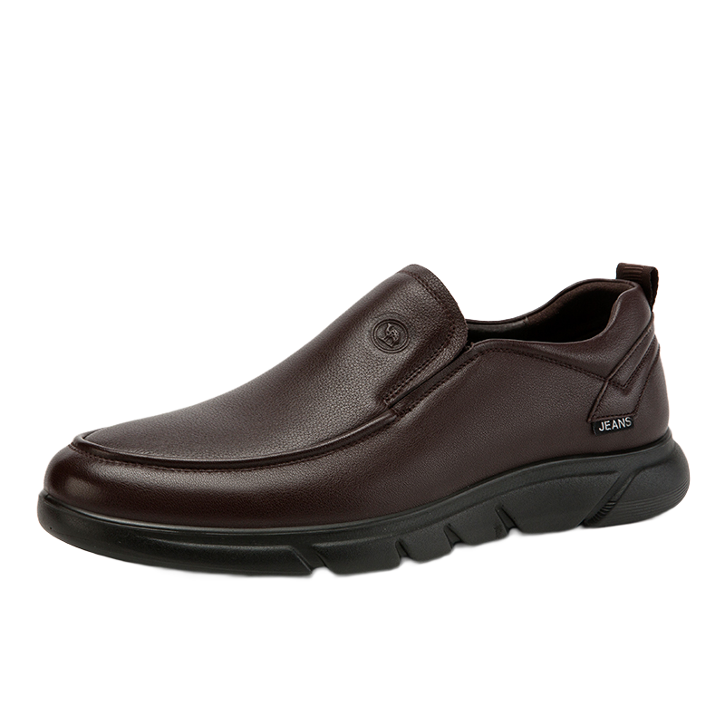 CAMEL Brand Leather Shoes, Men's Business Casual Shoes, Soft Sole And Upper, Dad's Slip-On Shoes, W932263660, Brown, Size 40