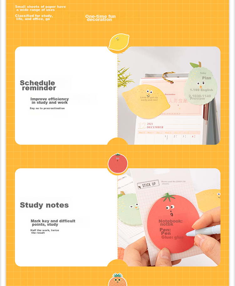 Deli 24 Packs of 720-Page Fruit-Themed Memo Pads, Creative Cute Message Paper/sticky Notes/self-Adhesive Message Book Back-To Essential 25601 9