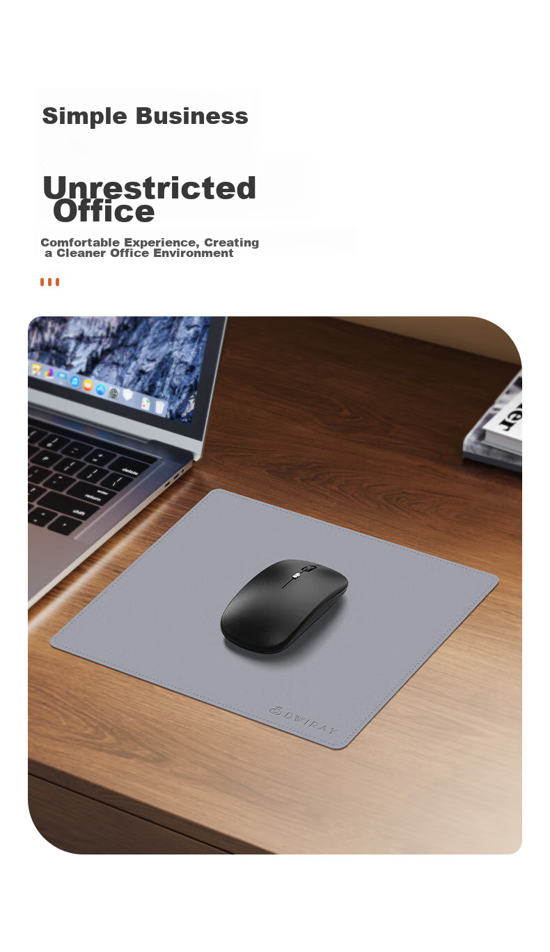 DiyiGongfang Mouse Pad, Small Desk Mat, Laptop Pad, Office Mat, Gaming Mouse Pad, Portable Desktop Pad, Writing Pad, Leather Stitched Round (Diameter 210mm) 4