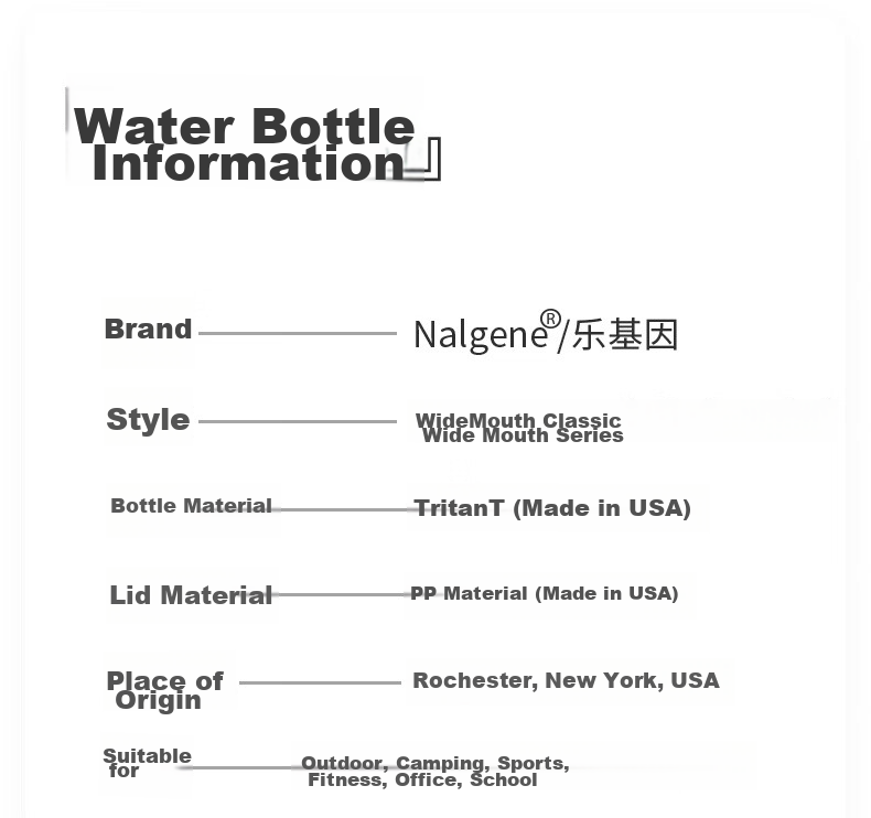 Nalgene Imported Plastic Water Bottle from USA, Outdoor Sports Cup for Men And Women Students, Summer Heat-Resistant Portable Measured Cup 500ml 11