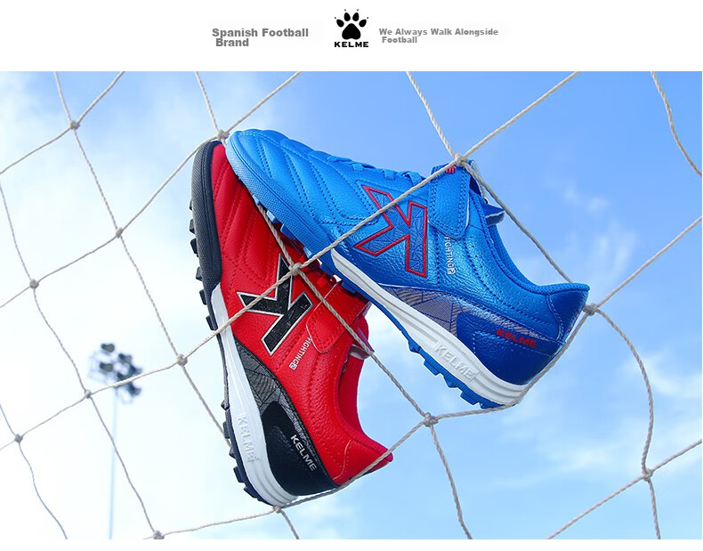 KELME Soccer Shoes, Youth TF Turf Cleats, Competition Student Non-Slip Wear-Resistant Football Boots for Men, Royal Blue/orange, Size 36 13