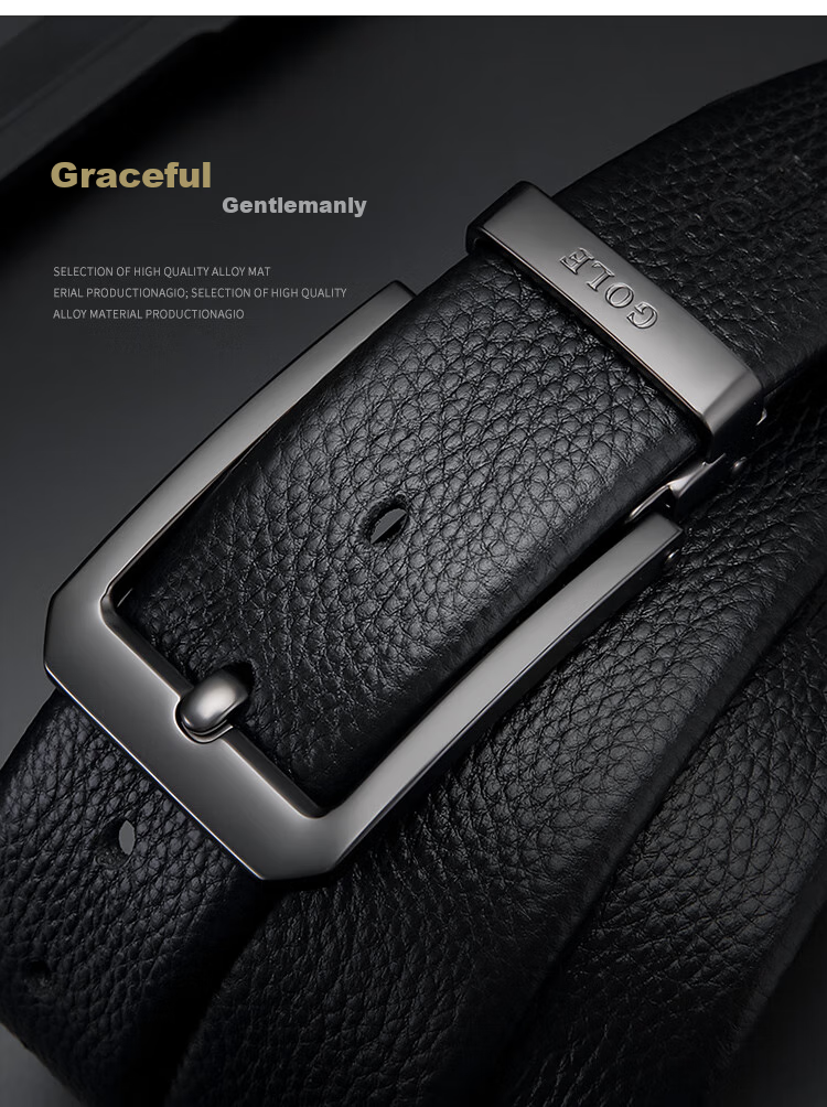 GOLF Pin Buckle Leather Belt for Men, Double-Sided Cowhide Wear-Resistant Waistband for Middle-Aged And Young Men, Gift Box Set, Present for Father 2