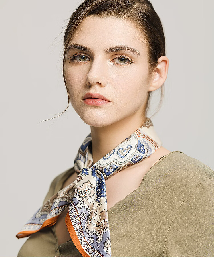 Sijie Silk Scarf for Women, 100% Mulberry Silk Printed Square Scarf, Mid-Autumn Festival And Office Use, Gift for Mom on Holidays 3