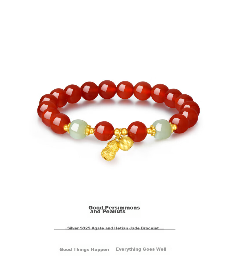 CHOW TAI SENG, Good Things Happen Red Agate Bracelet Silver Bracelet for Women, 2026 New Style, Zodiac Year Gift for Ladies, Birthday Present 2