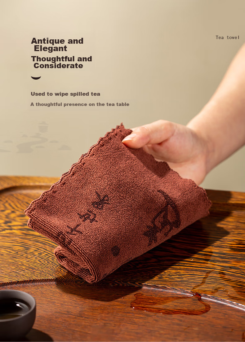 YIJUKE 4-Pack Thick Tea Towels, Kung Fu Tea Accessories, Table Cloths for Tea Table, Coasters, Tea Mat, And Absorbent Tablecloths 4