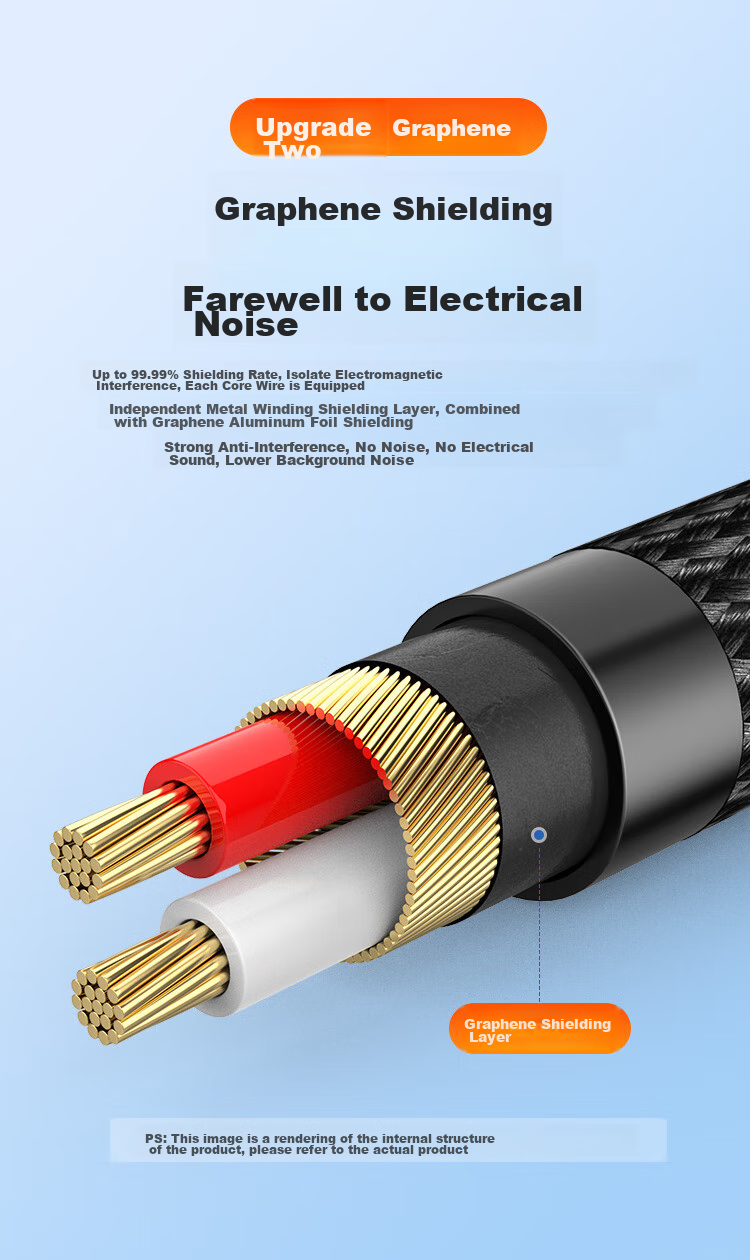 CHOOSEAL (CHOSEAL) 3.5mm to Dual RCA Headphone Jack, Graphene Shielding, 3.5mm to 2RCA Splitter Male-To Connection for Computer, TV, Mobile Phone, Speaker Audio Cable 0.5 Meter QS3568 5
