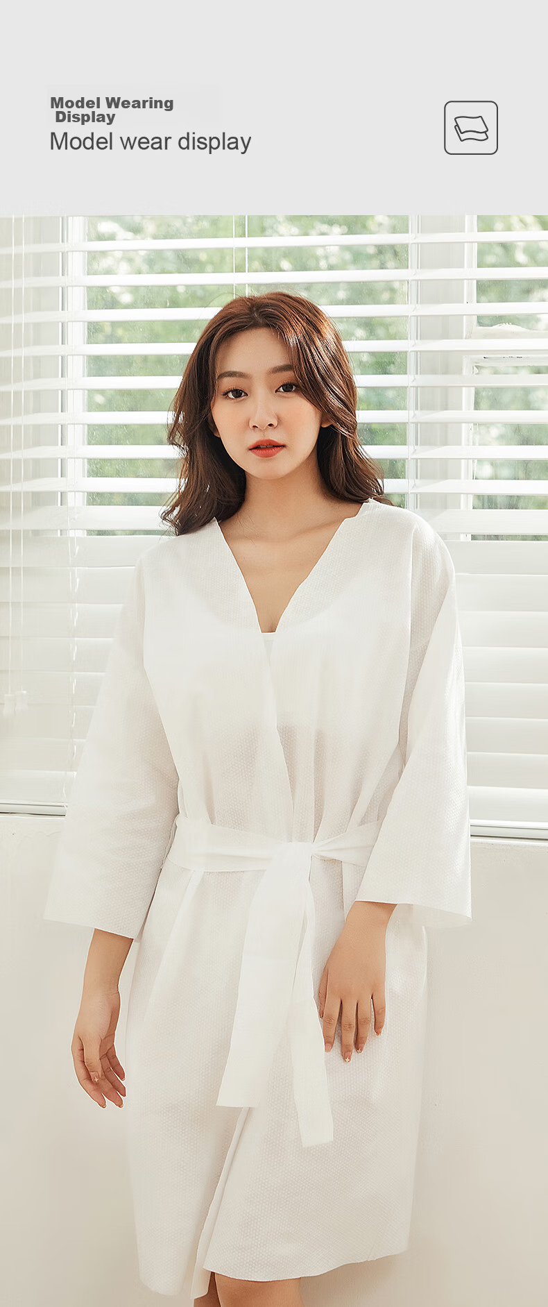 JOYTOUR Disposable Bathrobe, No-Wash Pajamas, Hot Spring Beauty Salon Bathwear, Travel Portable Essential, White Universal 13
