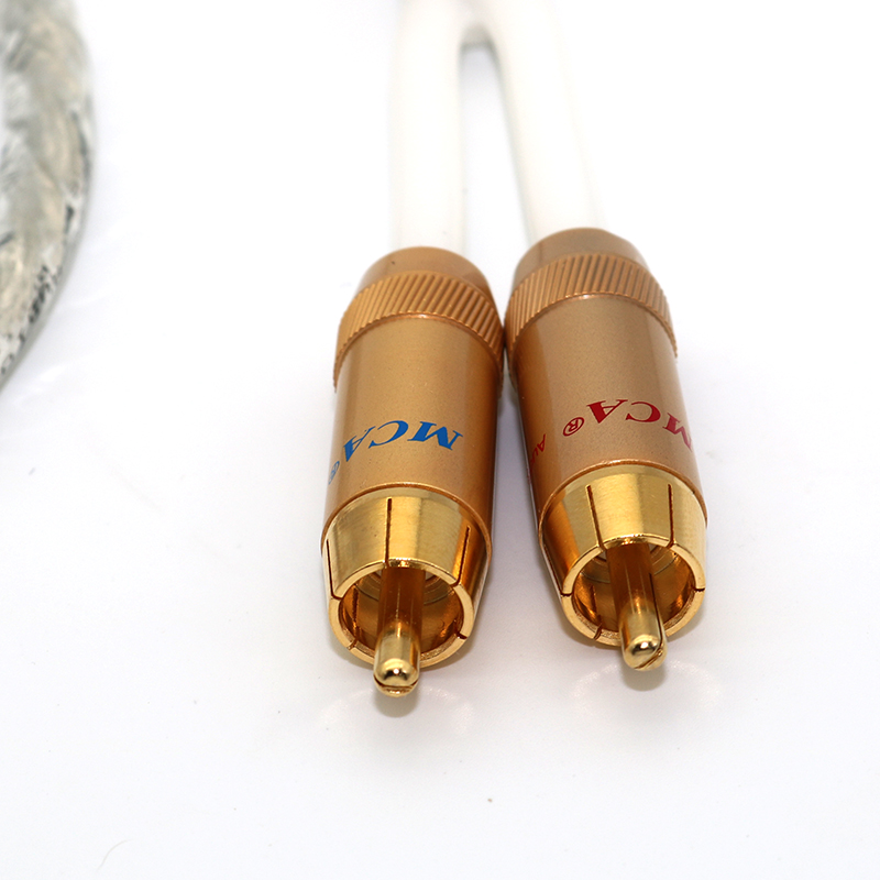 35mm大三芯6.5转一分二rca双莲花音频线 白色 3米