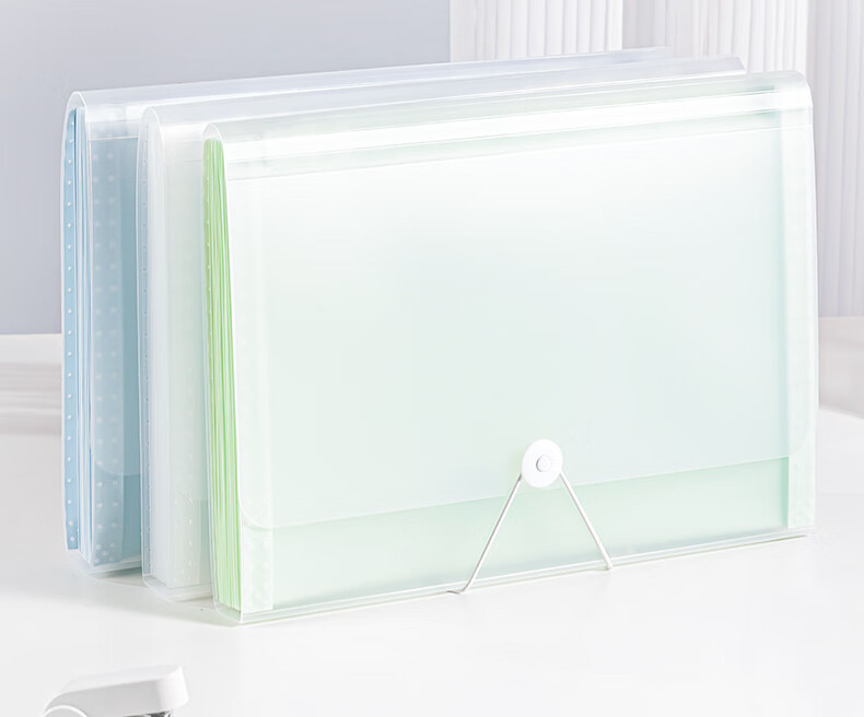 Deli 13-Compartment Accordion File Folder, Multi-Layer Document Organizer for Elementary School Students, File Storage Pouch for Papers And Receipts, Transparent Blue, 5238 2