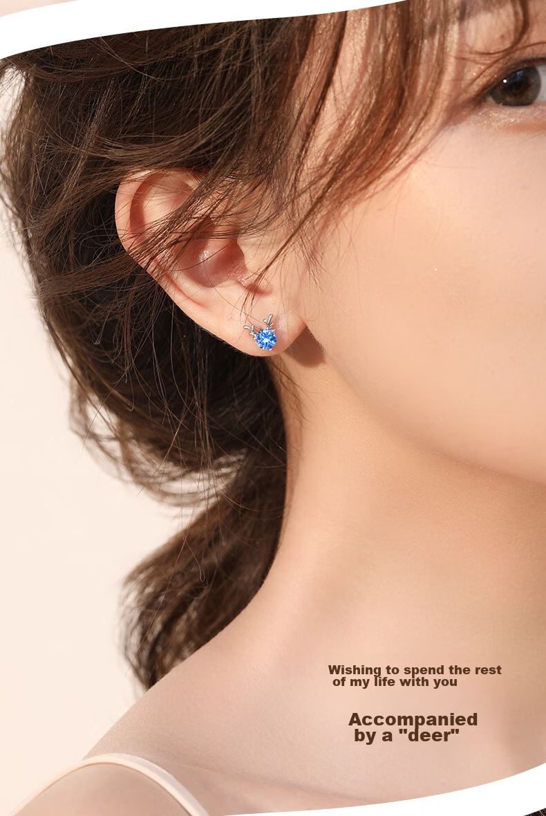 GLTEN Swarovski Zirconium Deer with You Pure Silver 999 Earrings, Women's Ear Studs And Hoops, Birthday Gift for Girlfriend Or Wife 10