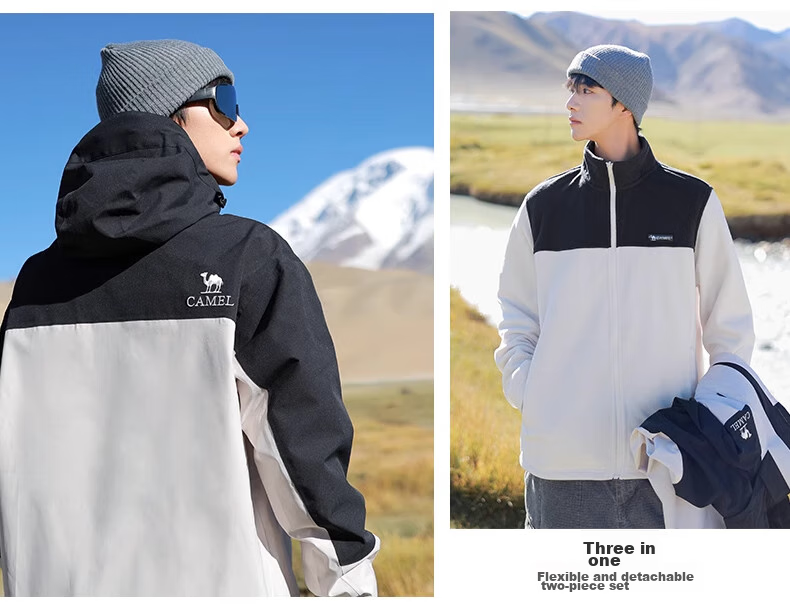 CAMEL Outdoor Functional Jacket for Men And Women, Three-In Detachable Windproof Waterproof Mountaineering Coat A14CAFO779 2