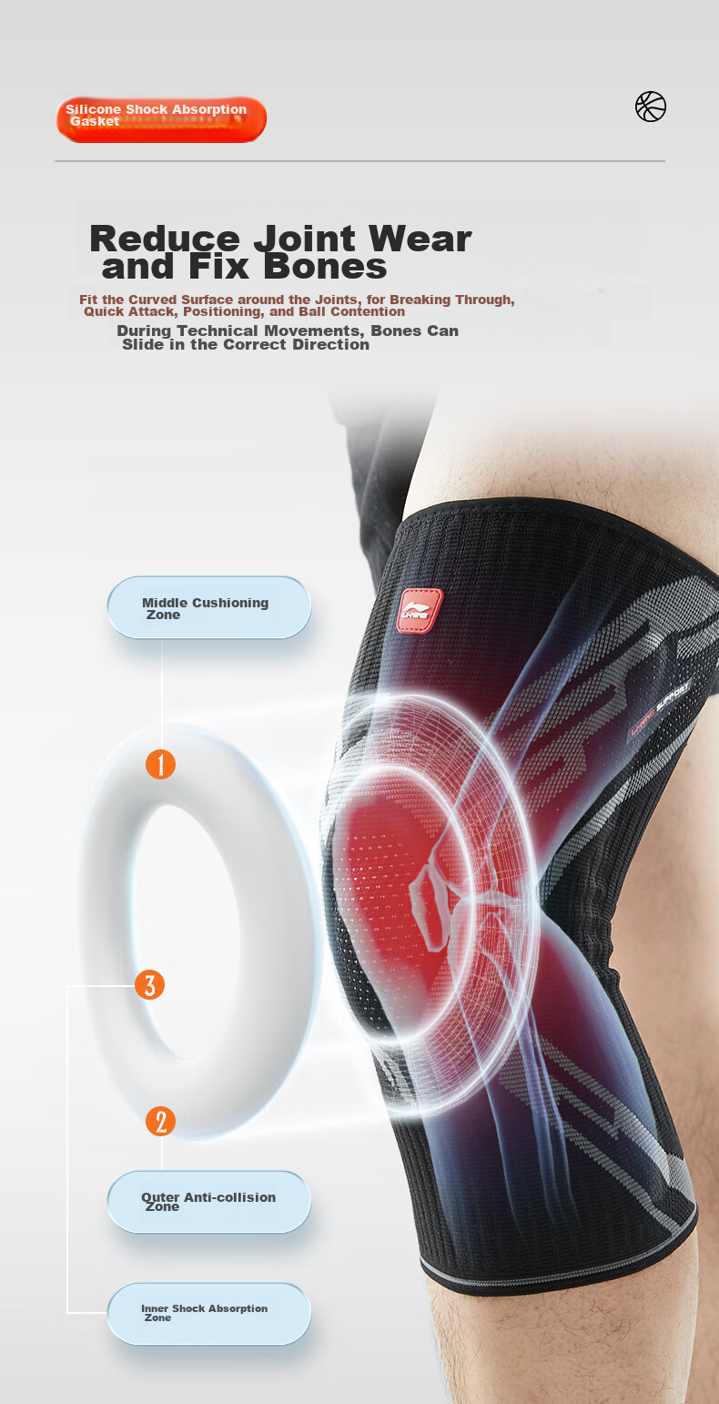 Li-Ning Knee Brace for Warmth, Arthritis, Meniscus Injury, Effusion Repair, Patella Fixation, Breathable Ligament Injury Support 5