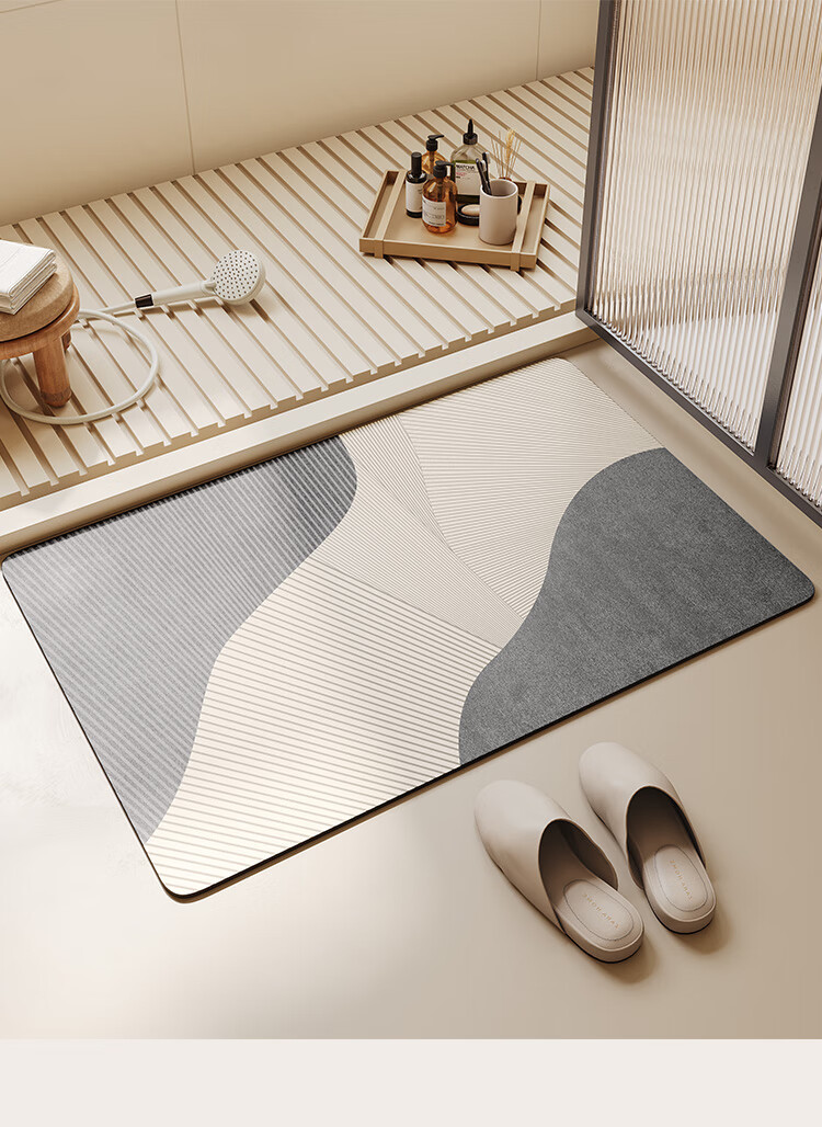 BULULOM Bathroom Entrance Non-Slip Mat, Absorbent Foot Mat, Quick-Drying Toilet Mat, Zhanxiang, 45*70cm 16