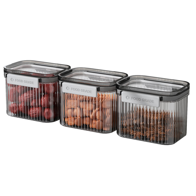 Jiabangshou Airtight Container for Grains And Nuts Storage, Food-Grade Snack And Dried Goods Tea Storage Jar 700ml Set of 3