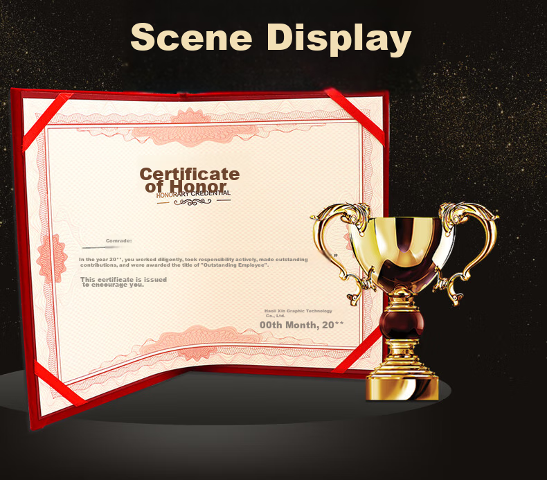 LISON Single Book 12K Velvet Gold-Stamped Honor Certificate, Award Certificate Cover, Commendation Certificate [With 2 Inner Pages] 5916 5