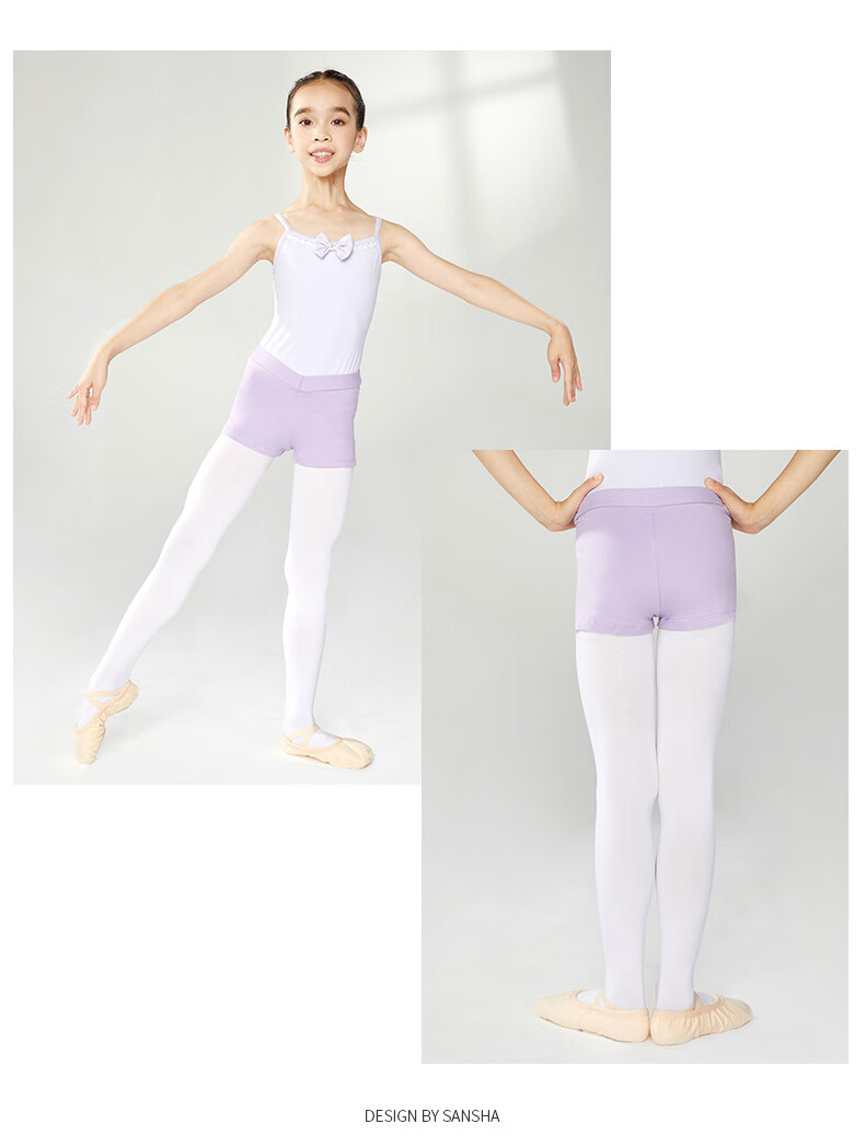 Sansha Children's Sports Dance Shorts for Girls, Tight-Fitting Practice Yoga Pants, Anti-Exposure Fitness Pants, Black, XXL 11