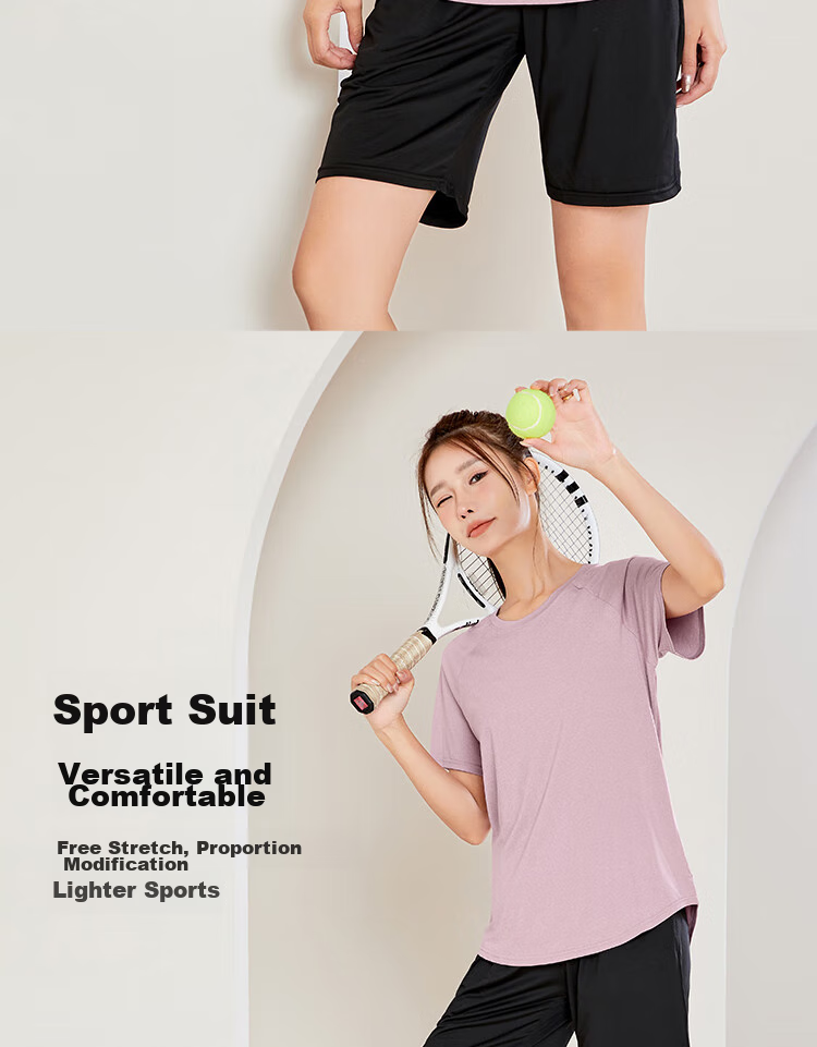 Fandimu Women's Sports Set, Spring And Autumn Breathable Running Morning Exercise Outfit, Casual Yoga Fitness Cycling Badminton Two-Piece Suit 6