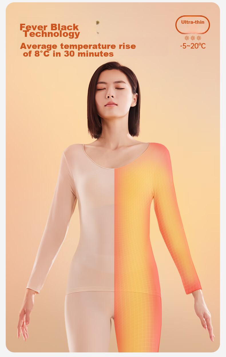 Bejirog Ultra-Thin Beauty Skin Thermal Underwear for Women, Hyaluronic Acid Face Mask Base Layer, Constant Temperature Autumn Top And Pants Set, Body Shaping 6