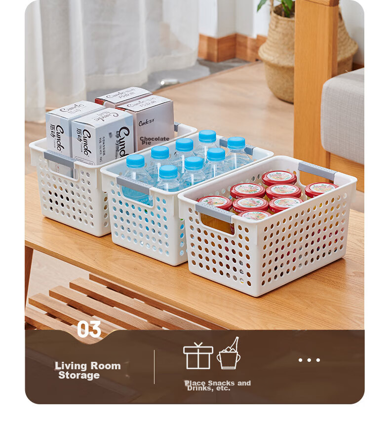 Youjialiangpin Hollow Storage Basket, Desktop Organizer Box, Cabinet Clutter Storage Basket, Bathroom Hollow Basket, Storage Container, Shallow Large Size 8
