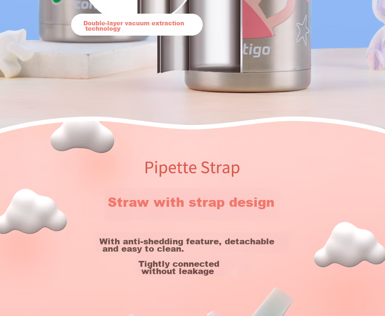 Contigo Children's Insulated Water Bottle, Stainless Steel Straw Cup, 400ml, Excavator Design, HBC-GIZ263VP+ 6