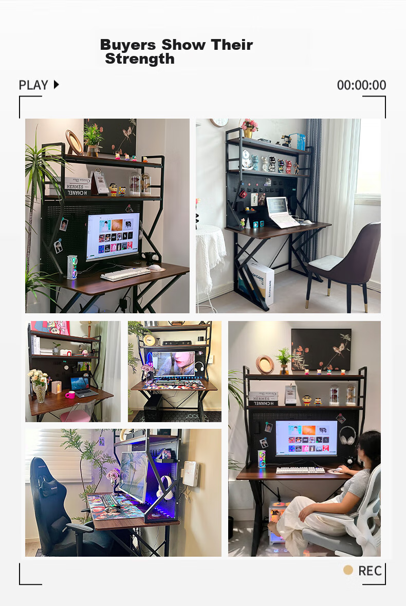 Quanpinwu Computer Desk with Storage, Gaming Desk, Study Table, Organizer Shelf, Pegboard Combination All-In Office Desk 3