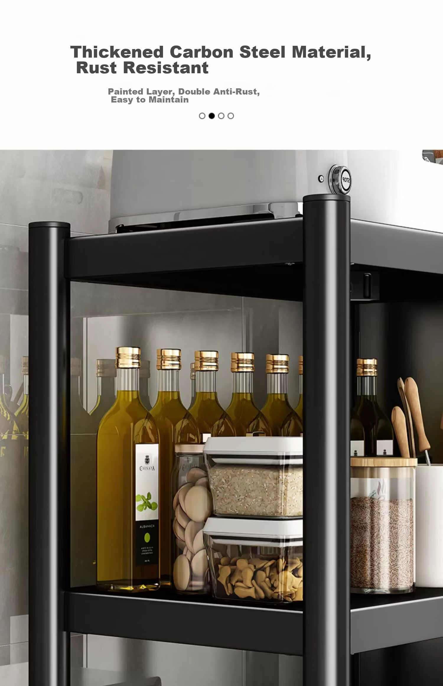 UOEN Kitchen Gap Storage Rack, Floor-Standing Multi-Layer Narrow Gap Organizer for Home Use, Multi-Functional Storage Shelf for Cookware And Microwave Ove 8