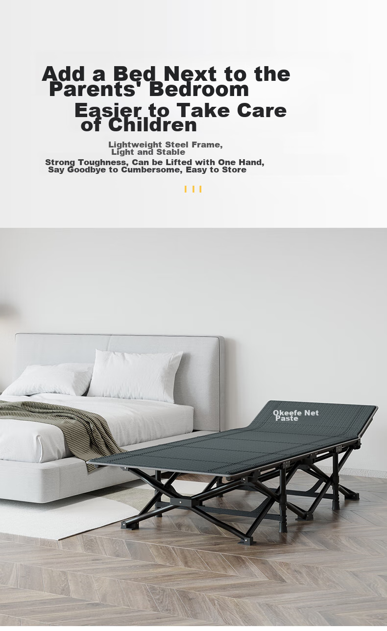 Okeefe Folding Single Bed, Office Nap Bed, Accompanying Care Simple Bed, Lounge Chair, Portable Outdoor Camping Bed, Pop-Up Style 8