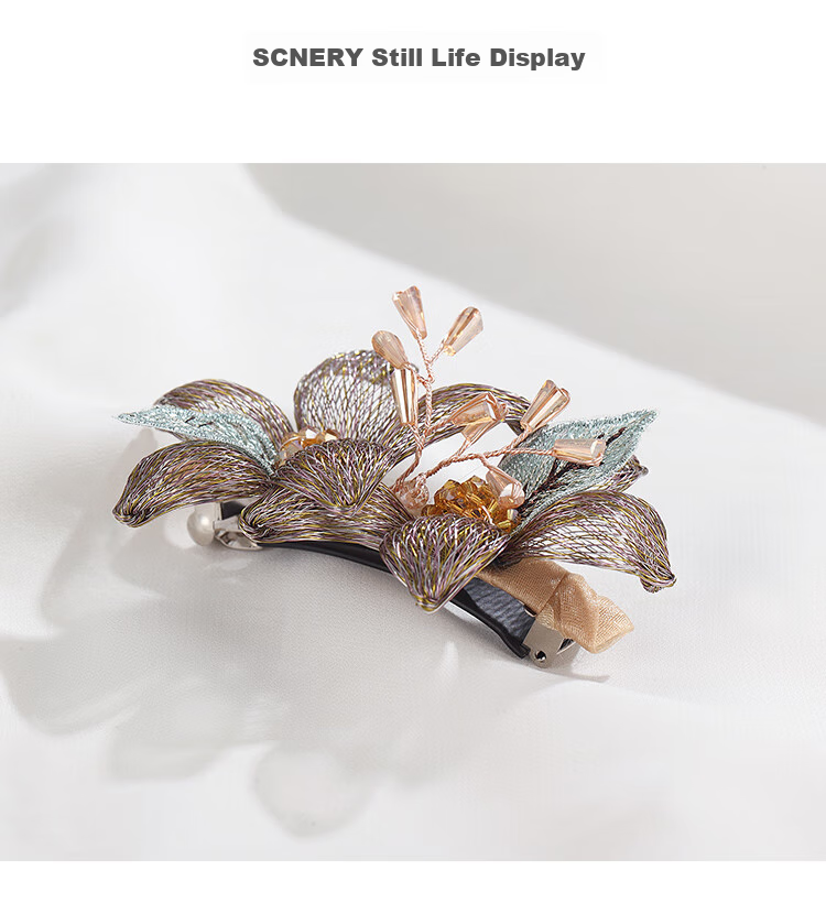 CHIMERA Handmade Copper Wire Hair Clip, Bun Maker for Back of Head, High-End Barrette for Women, Horizontal Clip, Straight Clip, Mid-Autumn Festival Gift 8