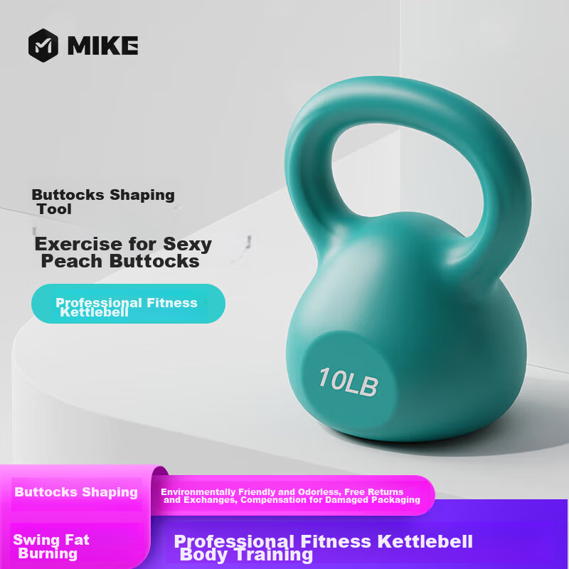Mike Fitness Kettlebell for Women And Men, Home Gym Competition Coated Kettlebell Ball Water Kettle Dumbbell Lifting Kettlebell 10 Pounds Blue
