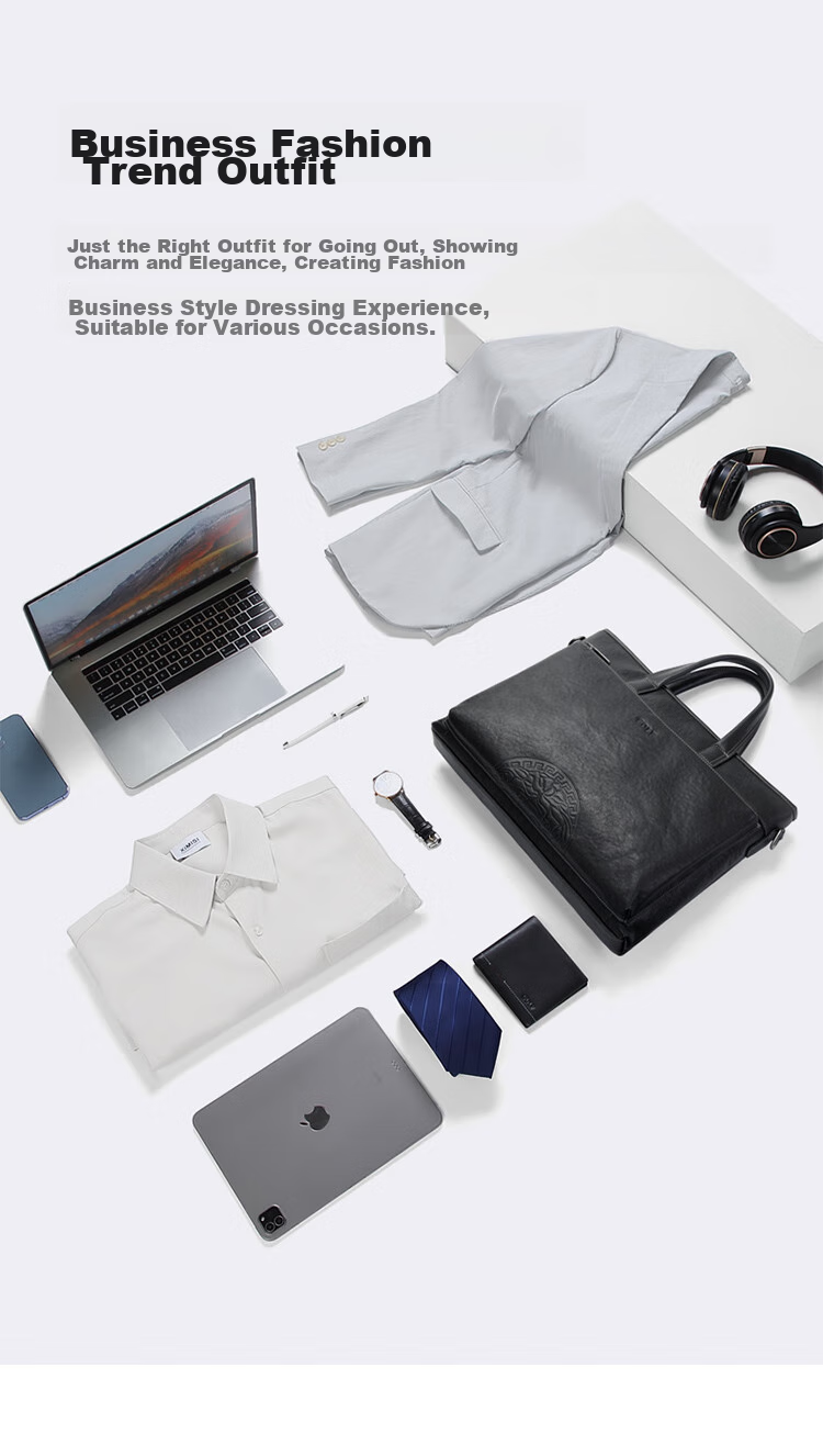 GOLF Business Briefcase, Men's Top-Grain Leather Handbag, Men's 15-Inch Laptop Bag, Briefcase, Father's Day Gift 11