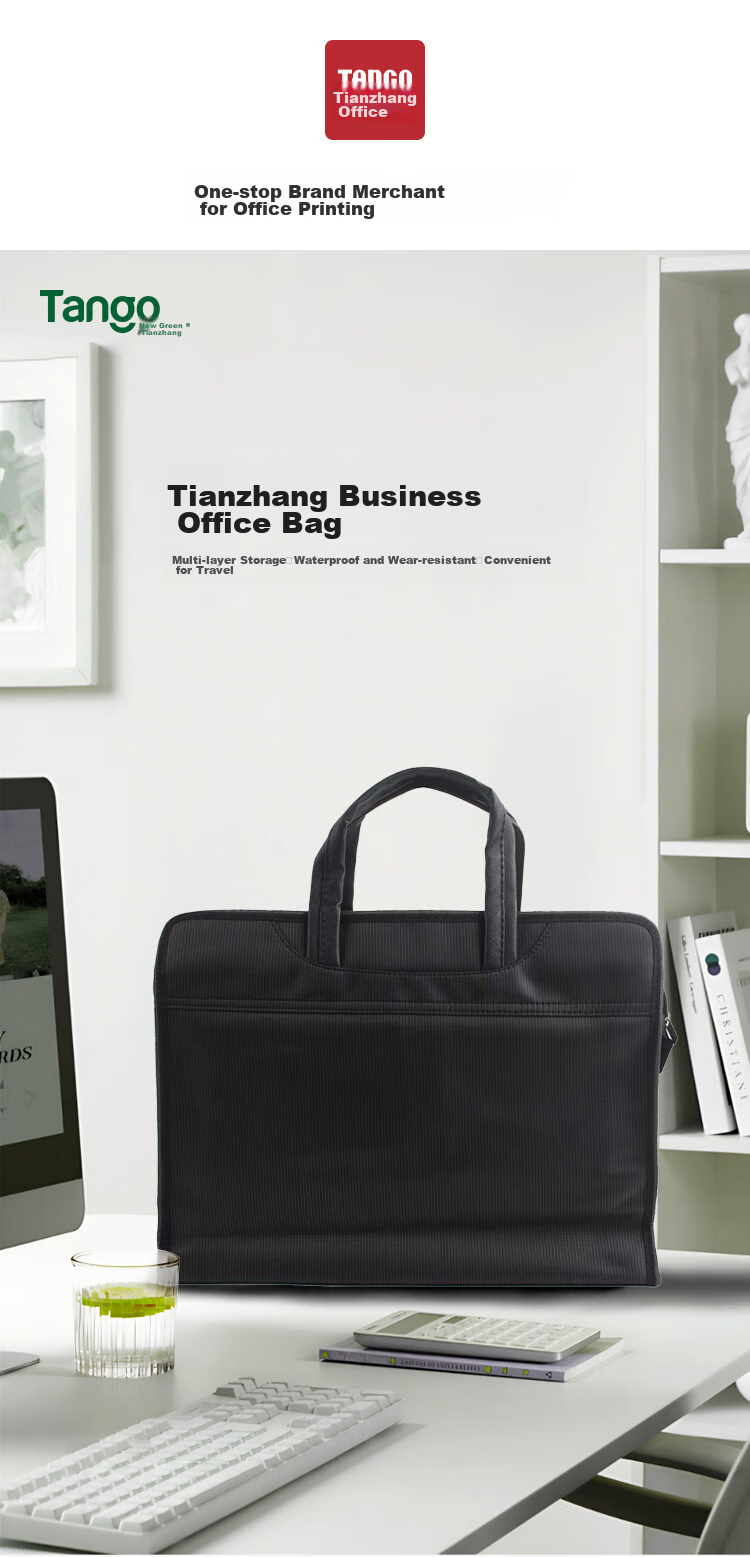 TANGO Thickened 3D Office Handbag, Conference Briefcase, Document Bag, Laptop Briefcase, Business Zipper Bag LH6605 Black 3C Digital Full Mesh Low Price 1