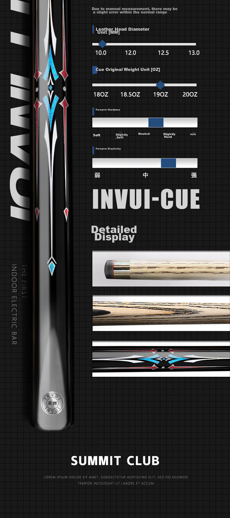 INVUI Pool Cue Tip, Cue Barrel Set, Chinese 8-Ball, 16-Color English Snooker Billiard Cue, Black 8 Z-17 3