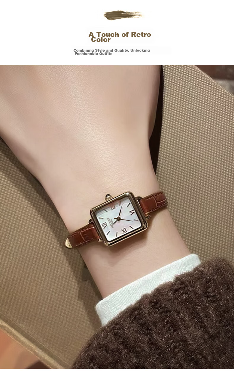 Disney Women's Luxury Niche Elegant Small Pin Square Green Watch Birthday Valentine's Gift 7