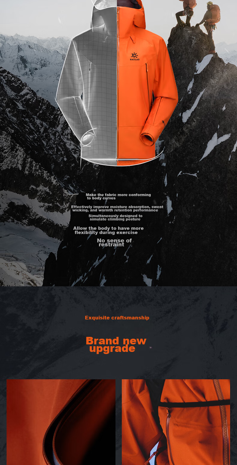 KAILAS Mont X All-Weather Hard Shell Jacket GTX Outdoor Windproof Waterproof Professional Mountaineering Jacket for Men and Women 9