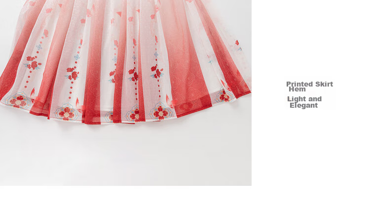 BALABALA Girls' Hanfu Dress, Children's Ruqun, Spring And Autumn Wear, Red Baby Chinese-Style Dress, New Chinese-Style Exquisite Sweet Dress 10