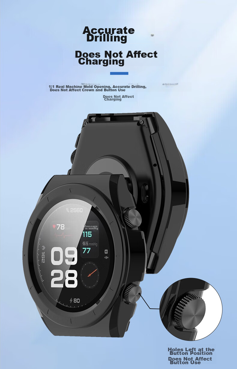 KMaxAI Full Protection Case for Xiaomi Blood Pressure Watch H1, Integrated Screen Protector And Protective Cover, Anti-Scratch Anti-Fingerprint Shockproof Hard Shell + Tempered Glass Film, Black 8